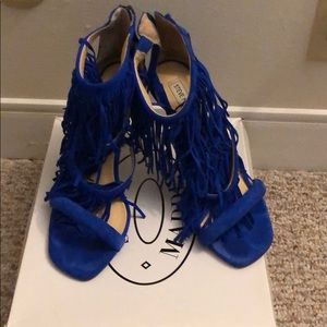 Steve Madden Fringly Blue Suede Heels